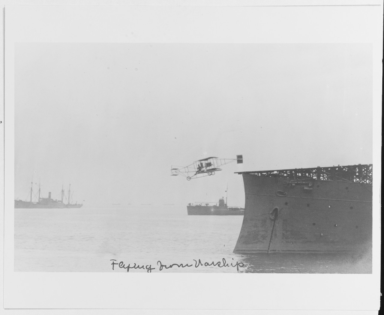 Photo #: NH 77563  First airplane takeoff from a warship, 14 November 1910