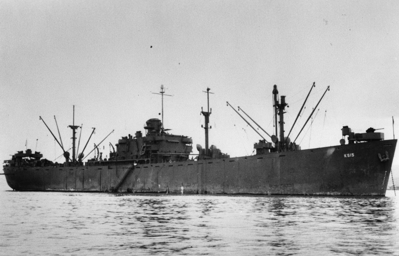 USS Liguria (AKS-15), photographed circa 1944-1945.