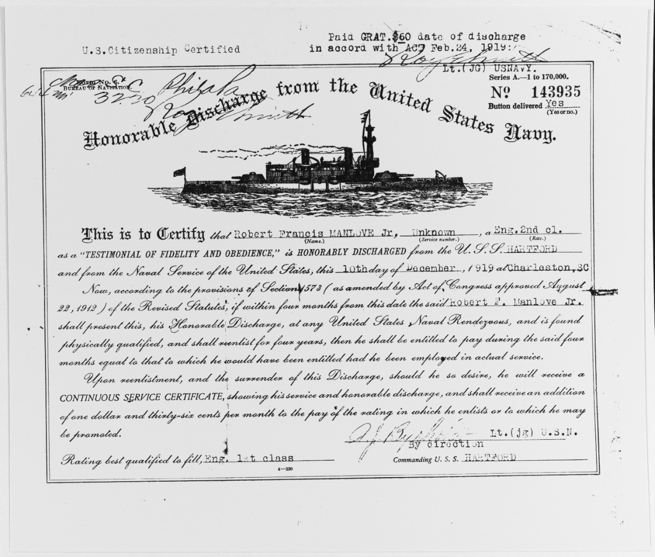 Discharge Certificate 1919
