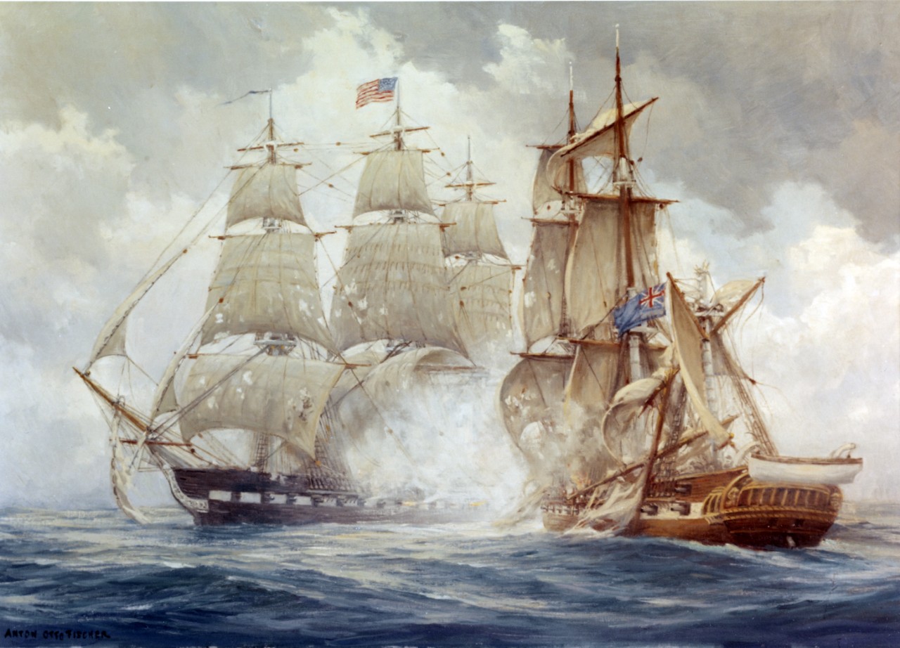 Photo #: NH 85543-KN U.S. Frigate Constitution defeats H.M. Frigate Java, 29 December 1812
