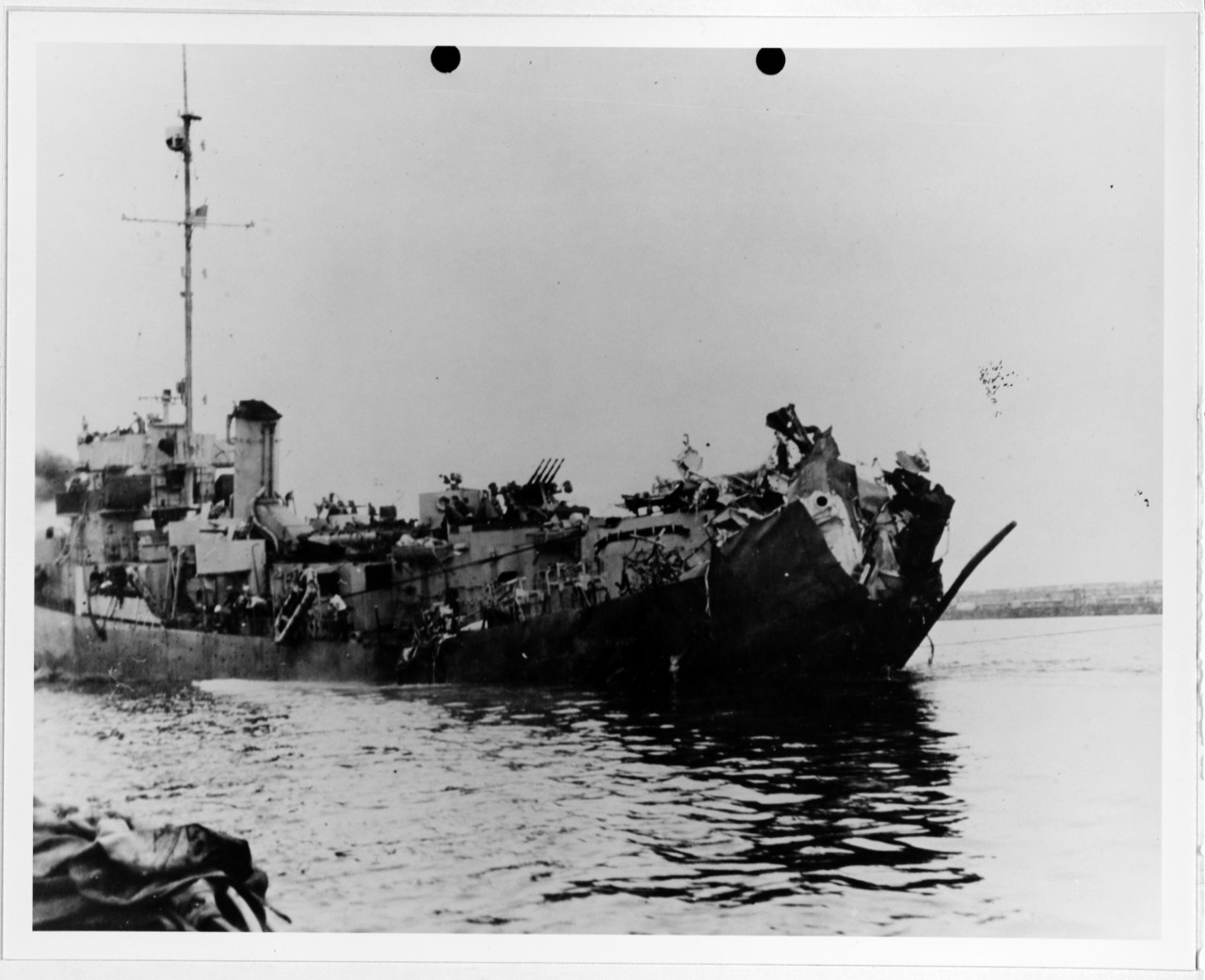 USS BARR after torpedo hit in stern