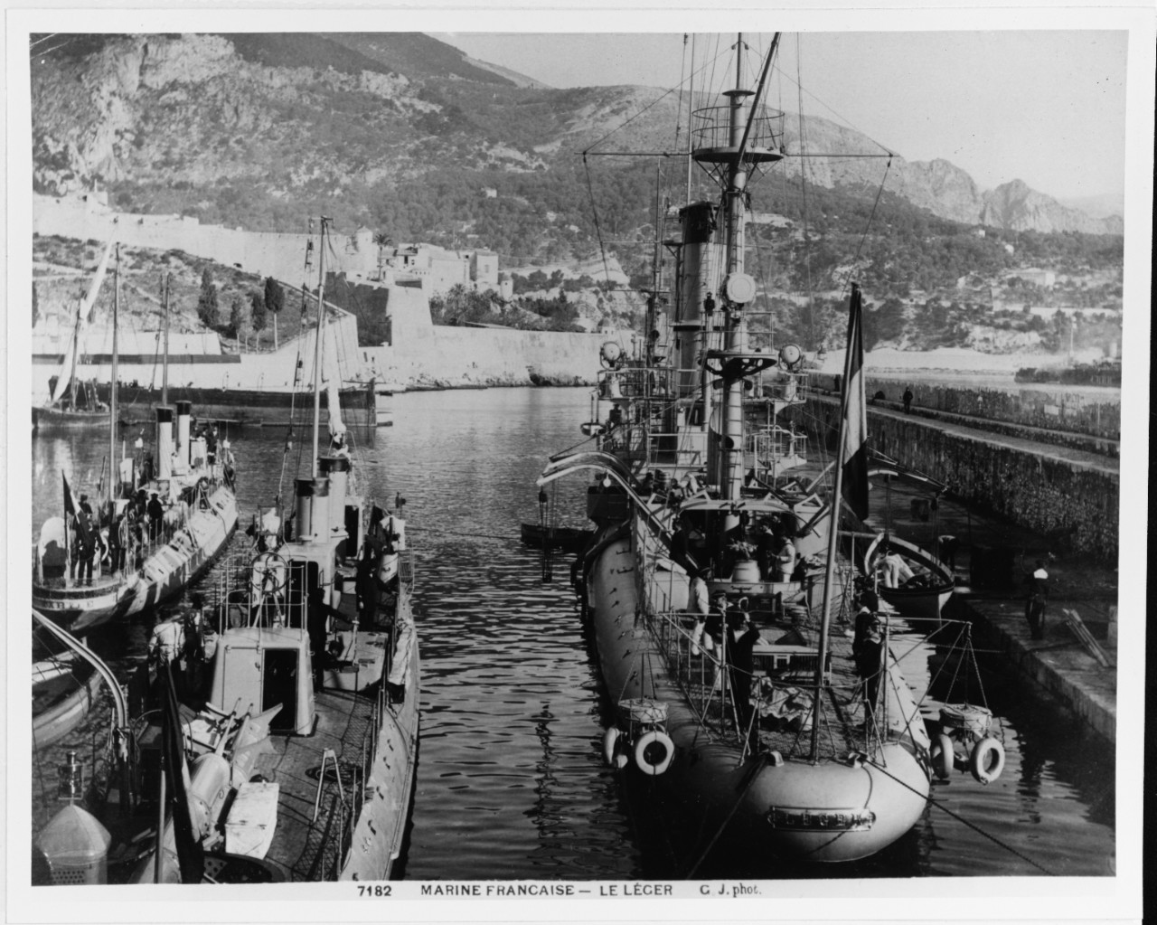 Three French torpedo craft at Villefranche in the early 1890's.