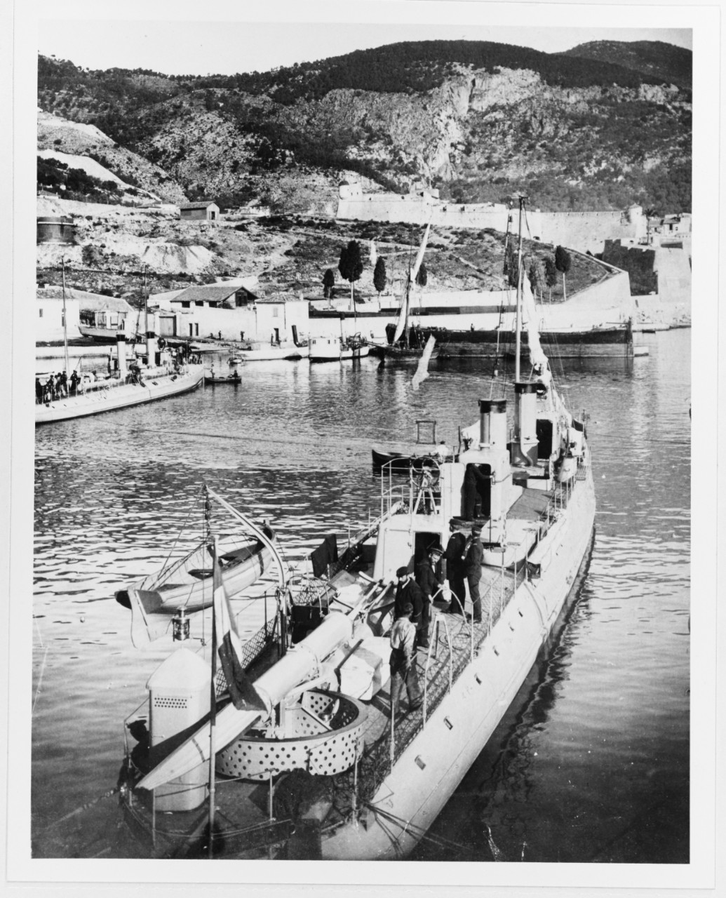 Two French torpedo craft at Villefranche in the early 1890's.