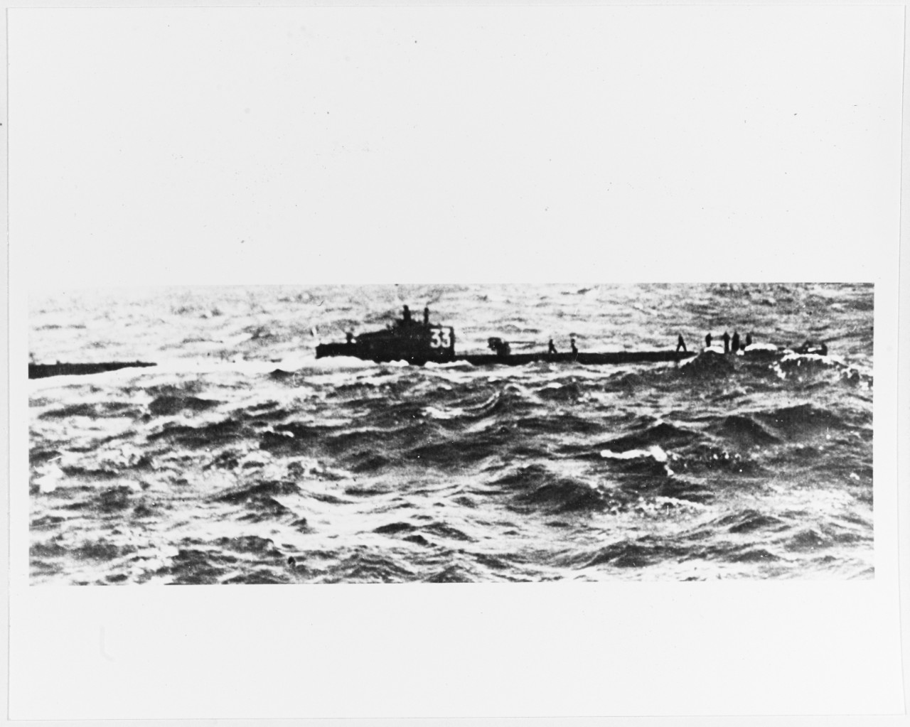 An unidentified French "1500-ton" type submarine in the Atlantic, 16 April 1942. 