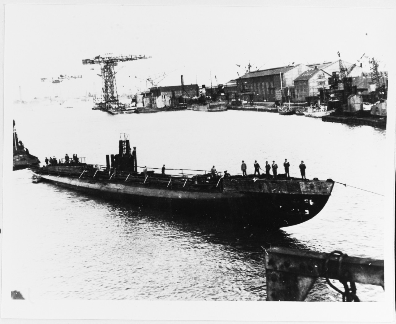 French submarine just after launching, circa 1930.
