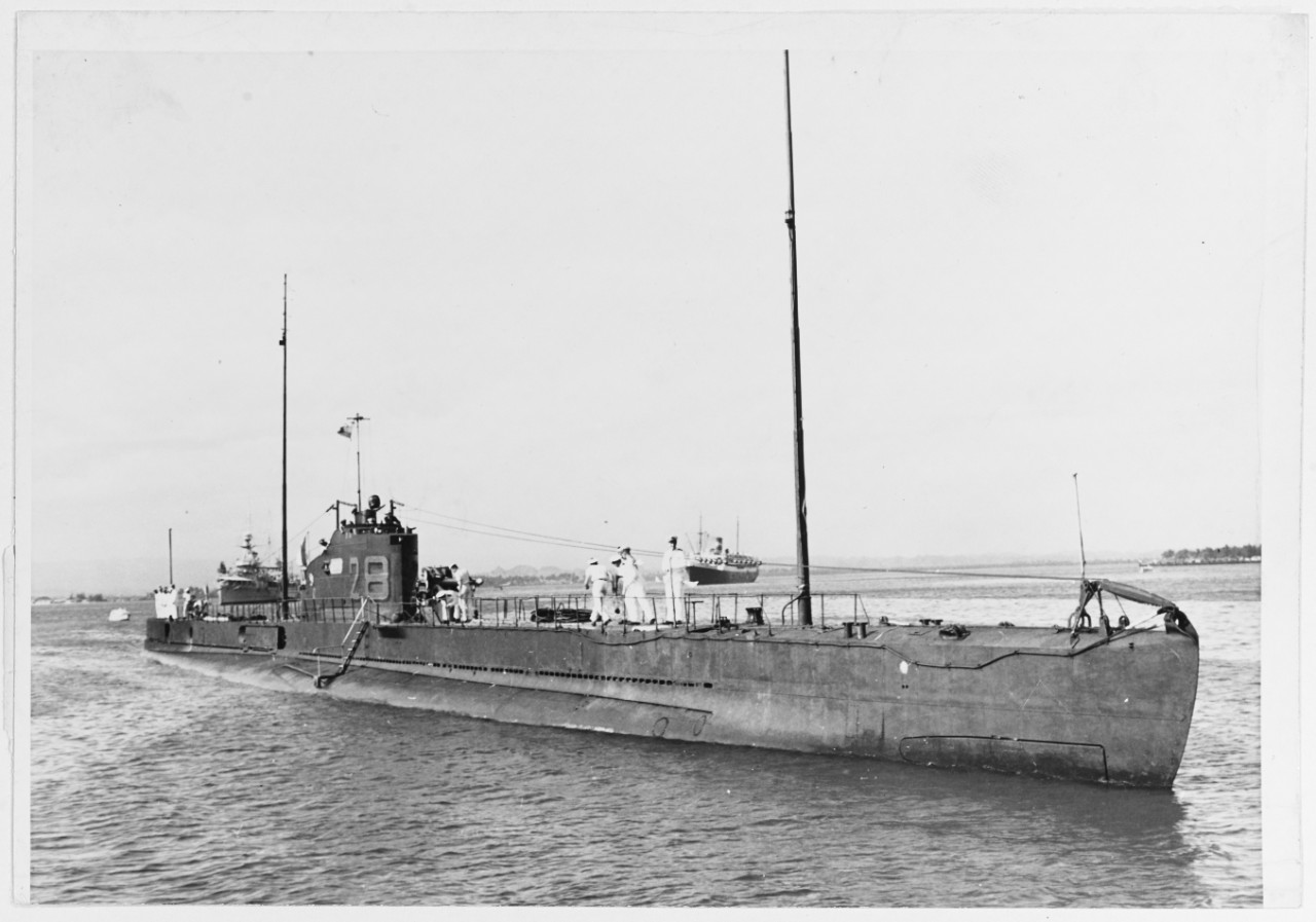 A French "1500-ton" type submarine in the Caribbean in the 1930s. 