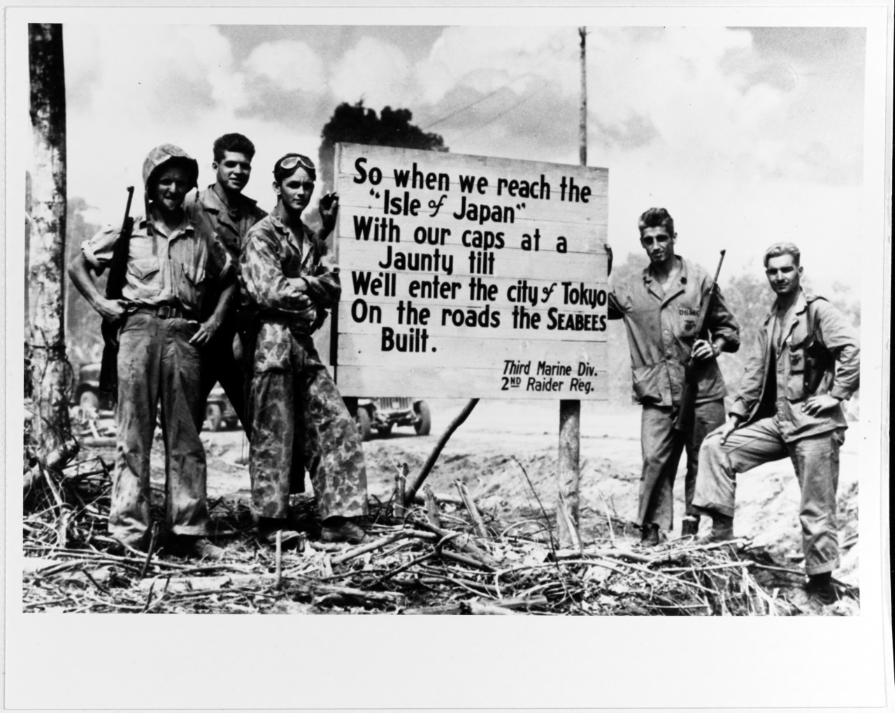 Bougainville, a sign posted by Marines.