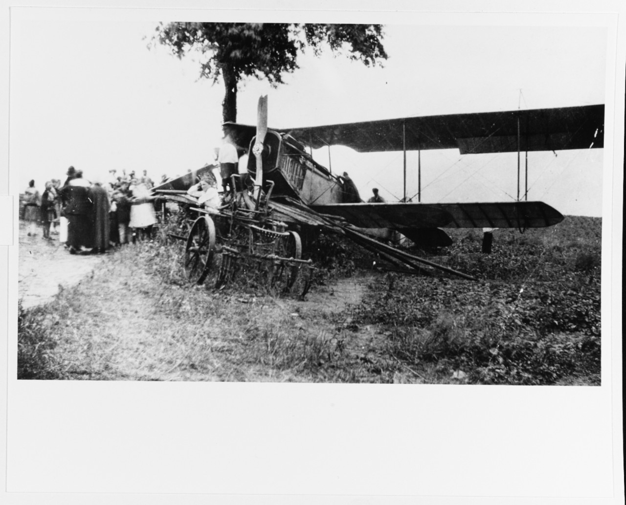 Wrecked Curtiss "JN" type airplane
