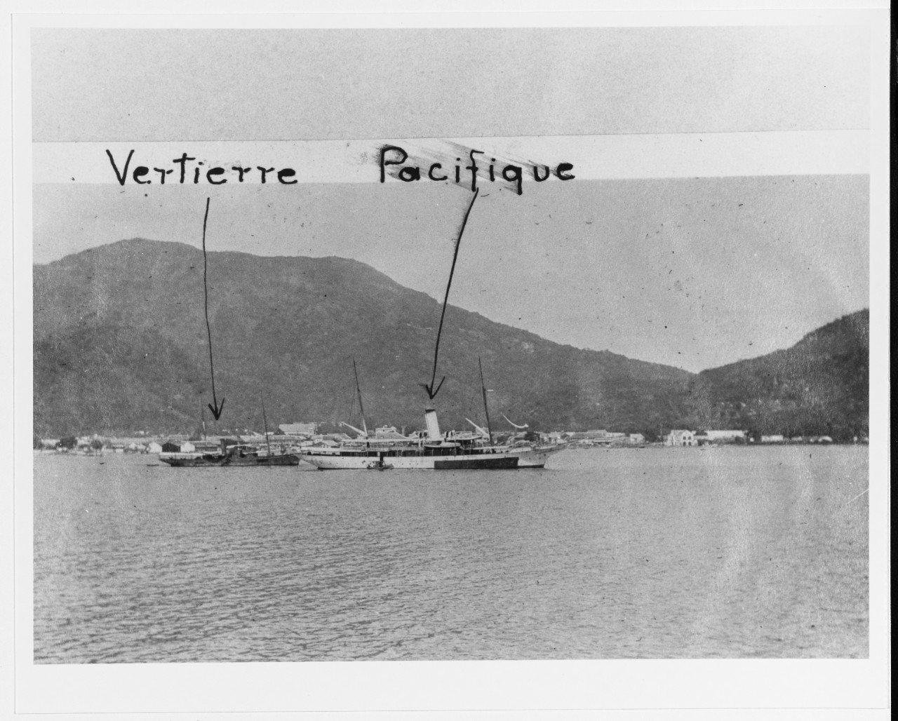 VERTIERRE (Haitian gunboat, 1889 - ?), left, and PACIFIQUE (Haitian gunboat), right,