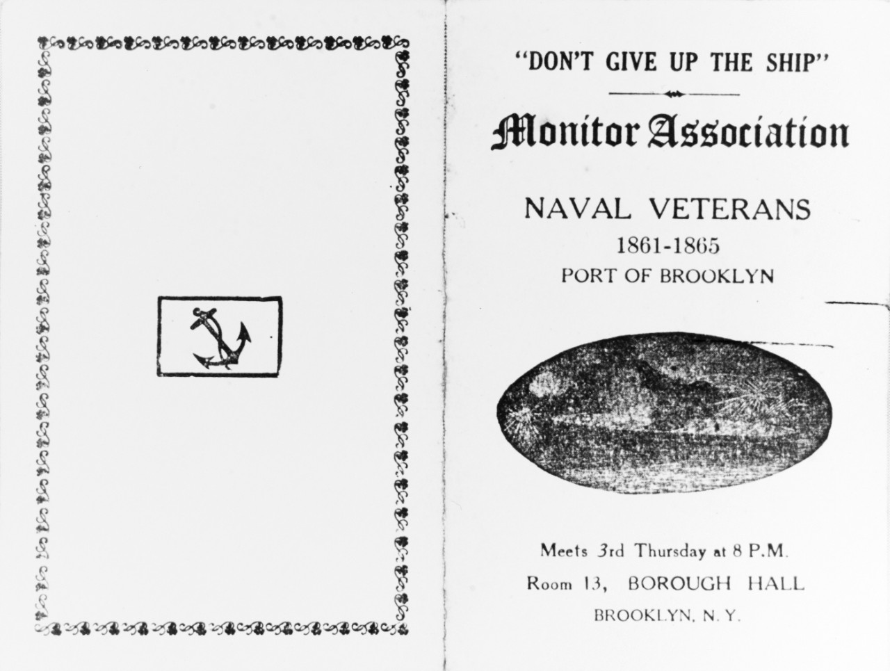 Monitor Association, Naval Veterans of 1861-1865, Port of Brooklyn.