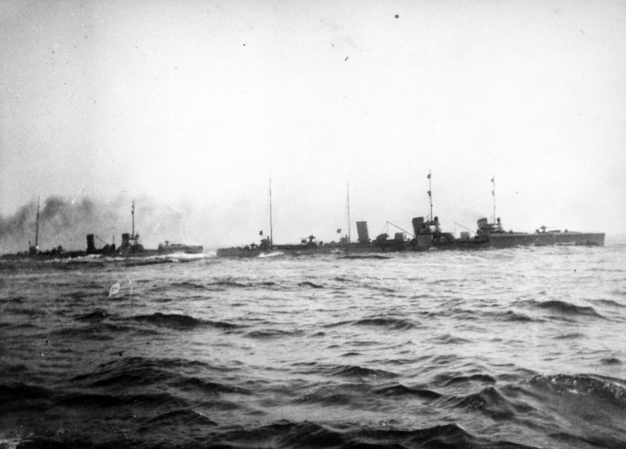 German destroyers at sea during World War I.