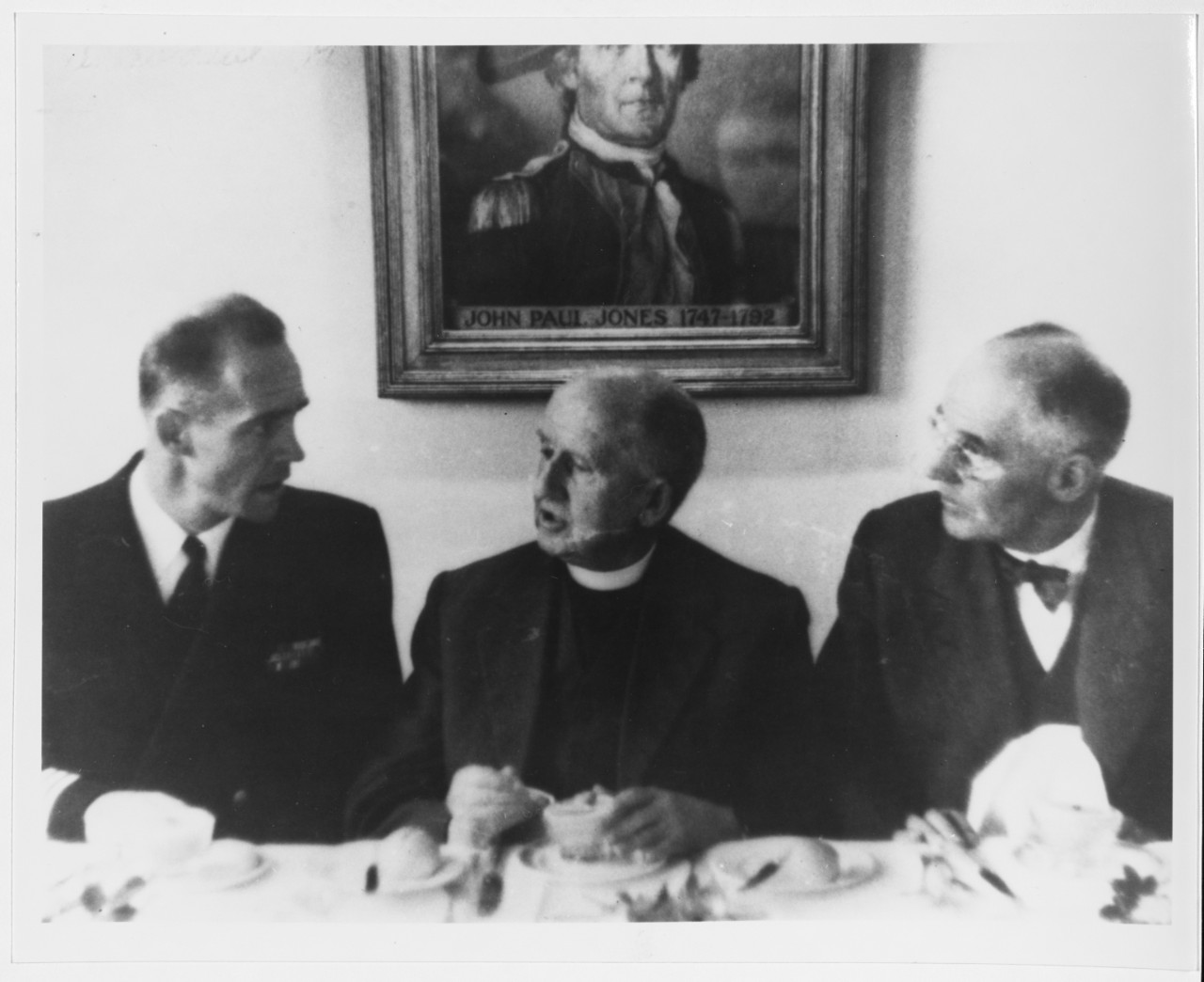 Commander Robert W. Hayler, Jr., USN, Rev. J.A. Fisher, and Dr. Chalmers