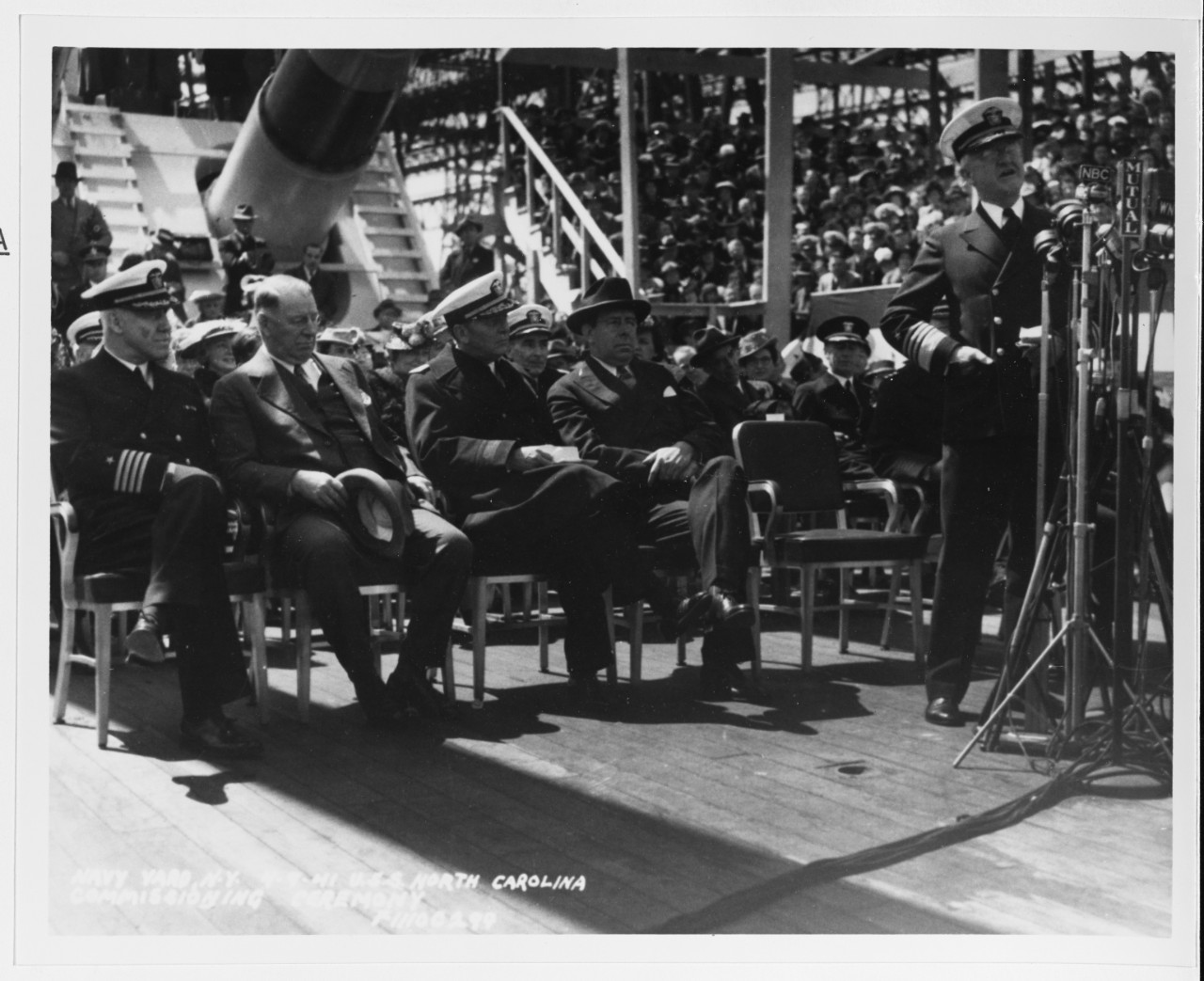 Harold R. Stark Speaks at the Commissioning Ceremony of USS NORTH CAROLINA (BB-55)