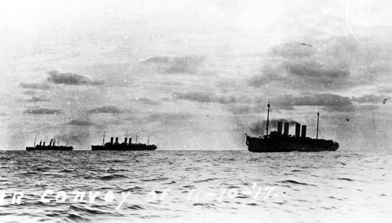 Photo #: NH 93859  U.S. Navy Troop Transports at sea, 10 November 1917