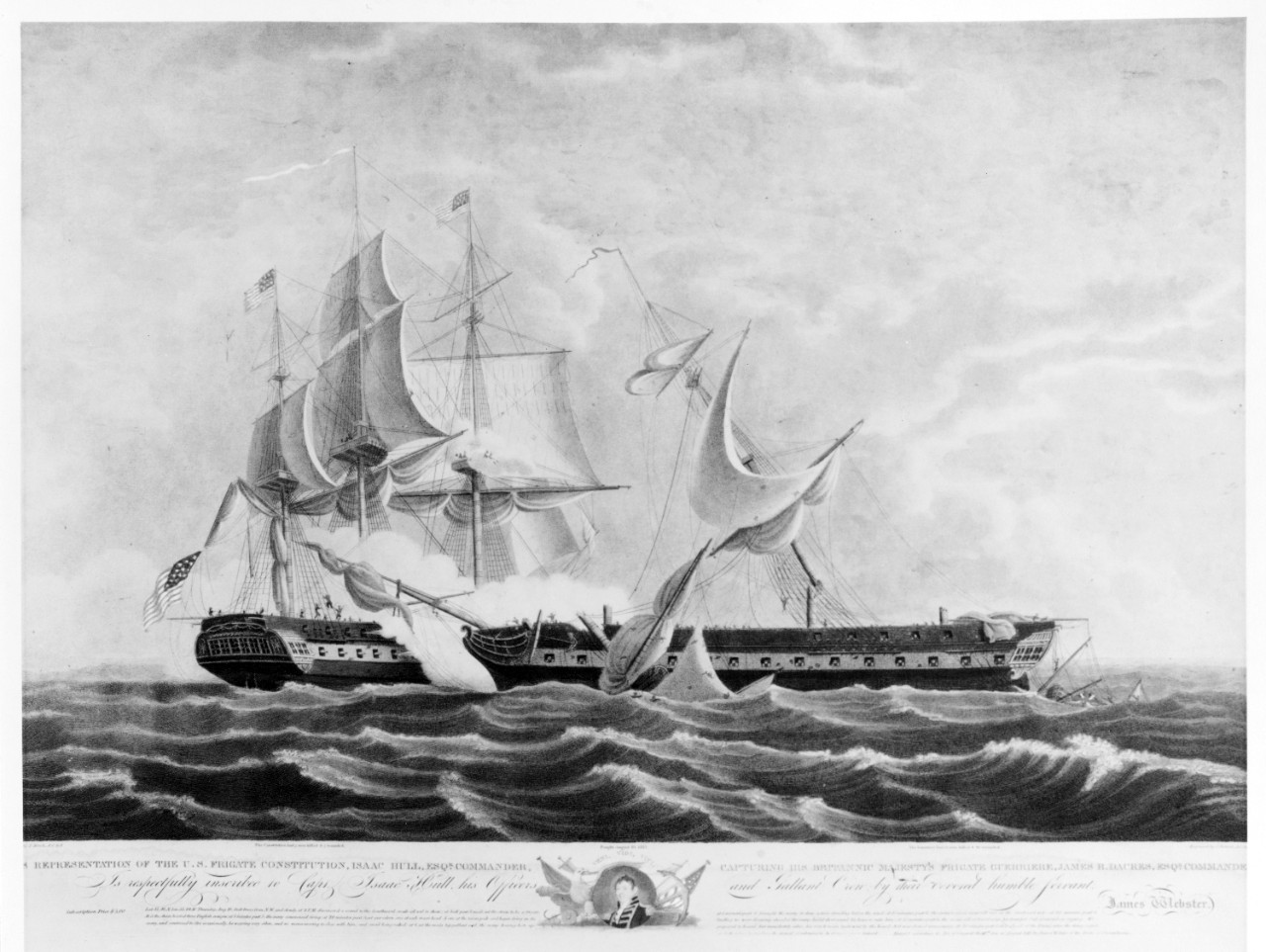 Photo #: NH 93905-KN  Action between USS Constitution and HMS Guerriere, 19 August 1812