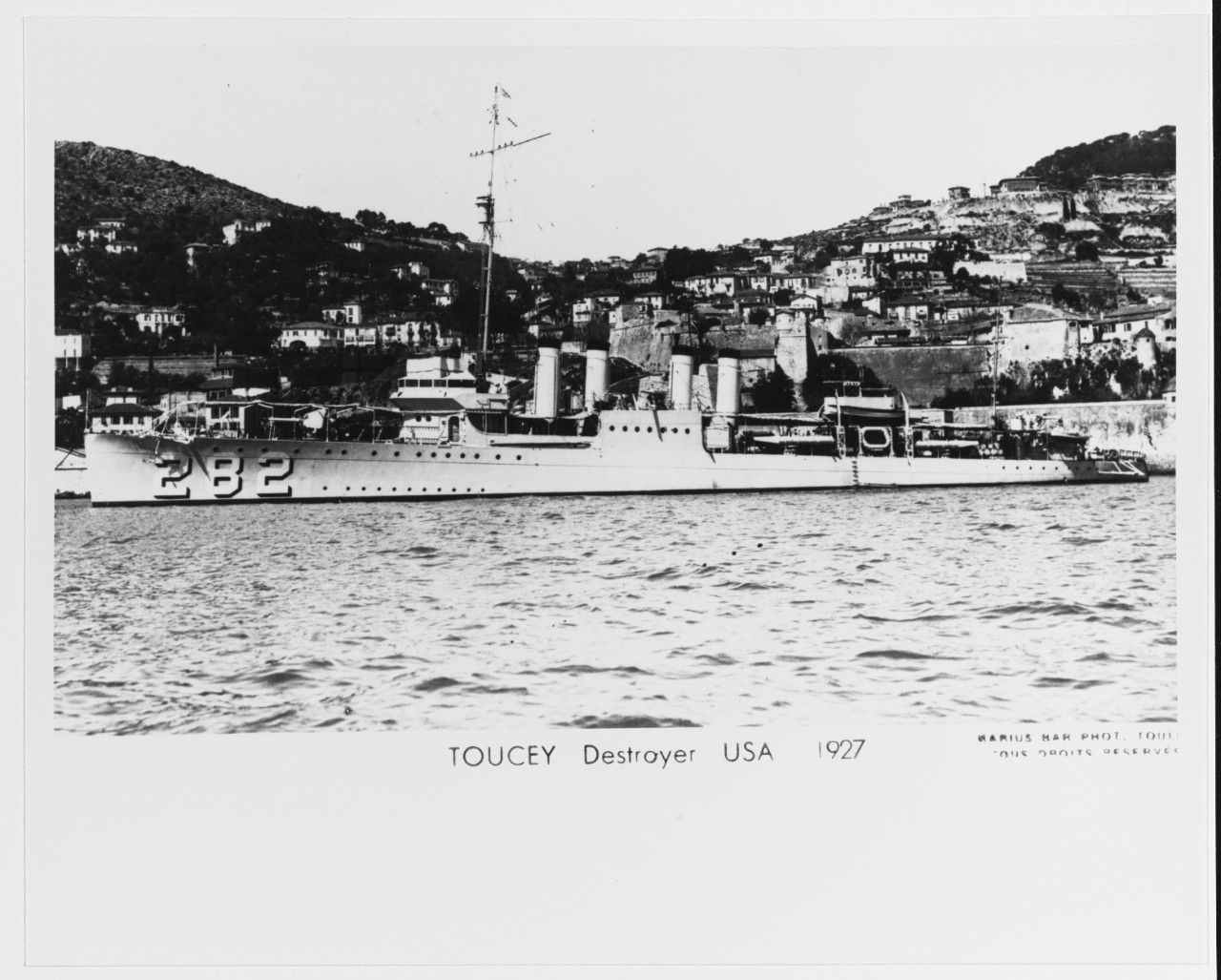 USS TOUCEY (DD-282) at Toulon, France.