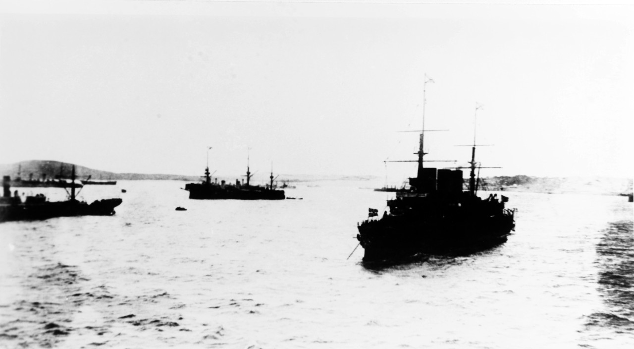 Russian Warships En Route to East Asia in 1905 during The Russo-Japanese War.