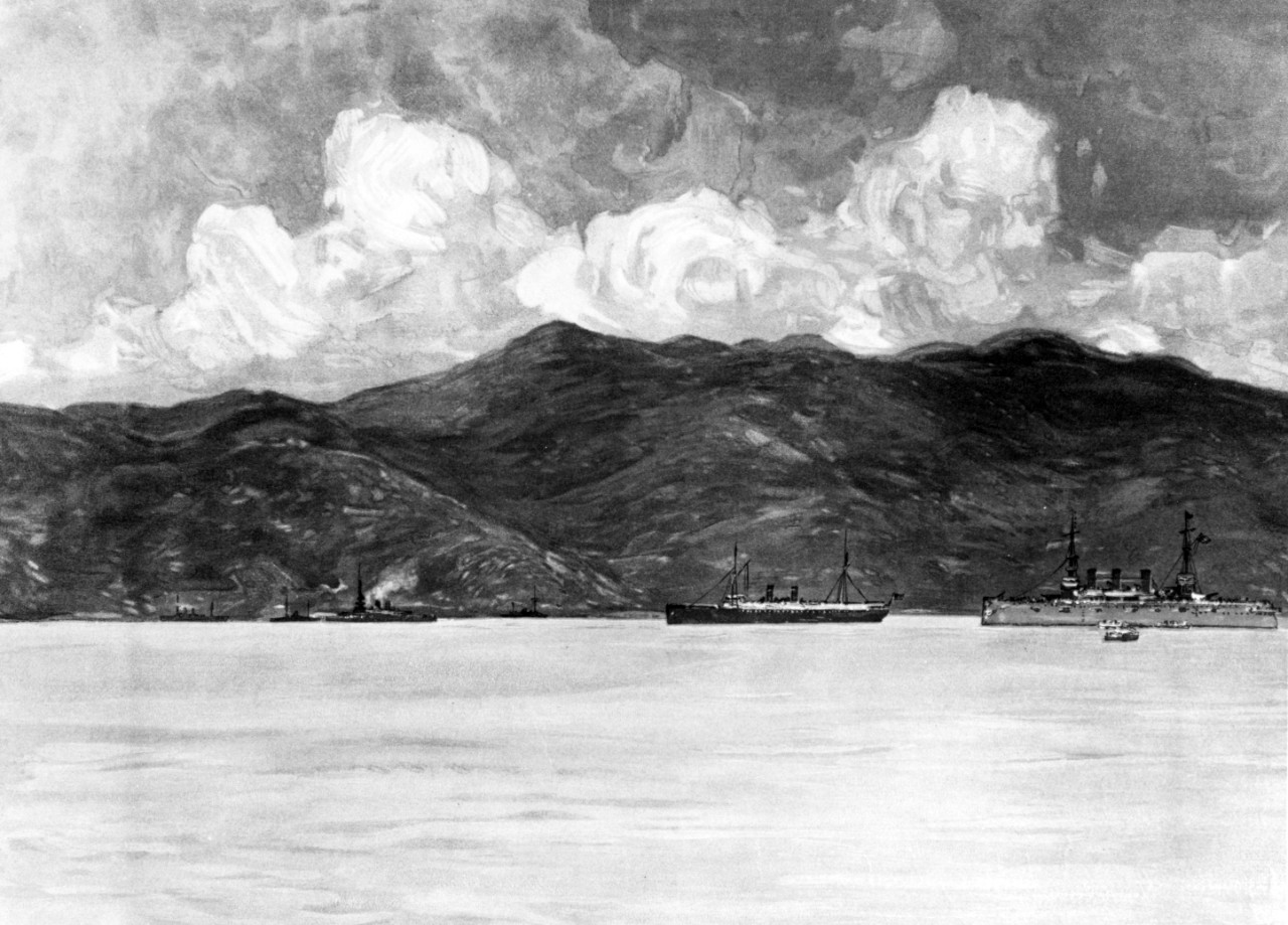 Photo #: NH 95032-KN &quot;Our War-ships off the Coast near Santiago de Cuba, June 3, 1898&quot;