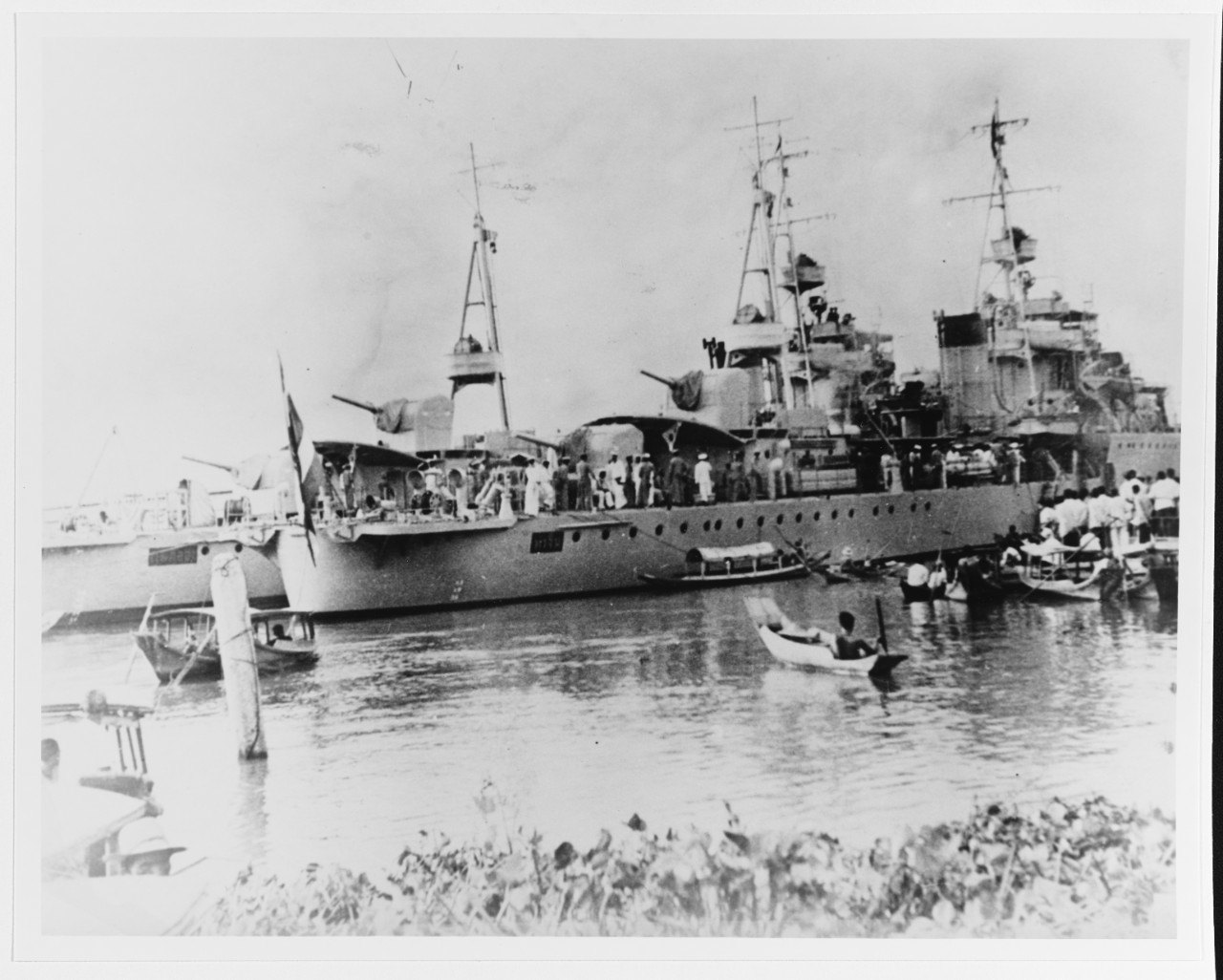 The Thai frigates TAHCHIN and MAEKLONG in Thai waters before World War II.