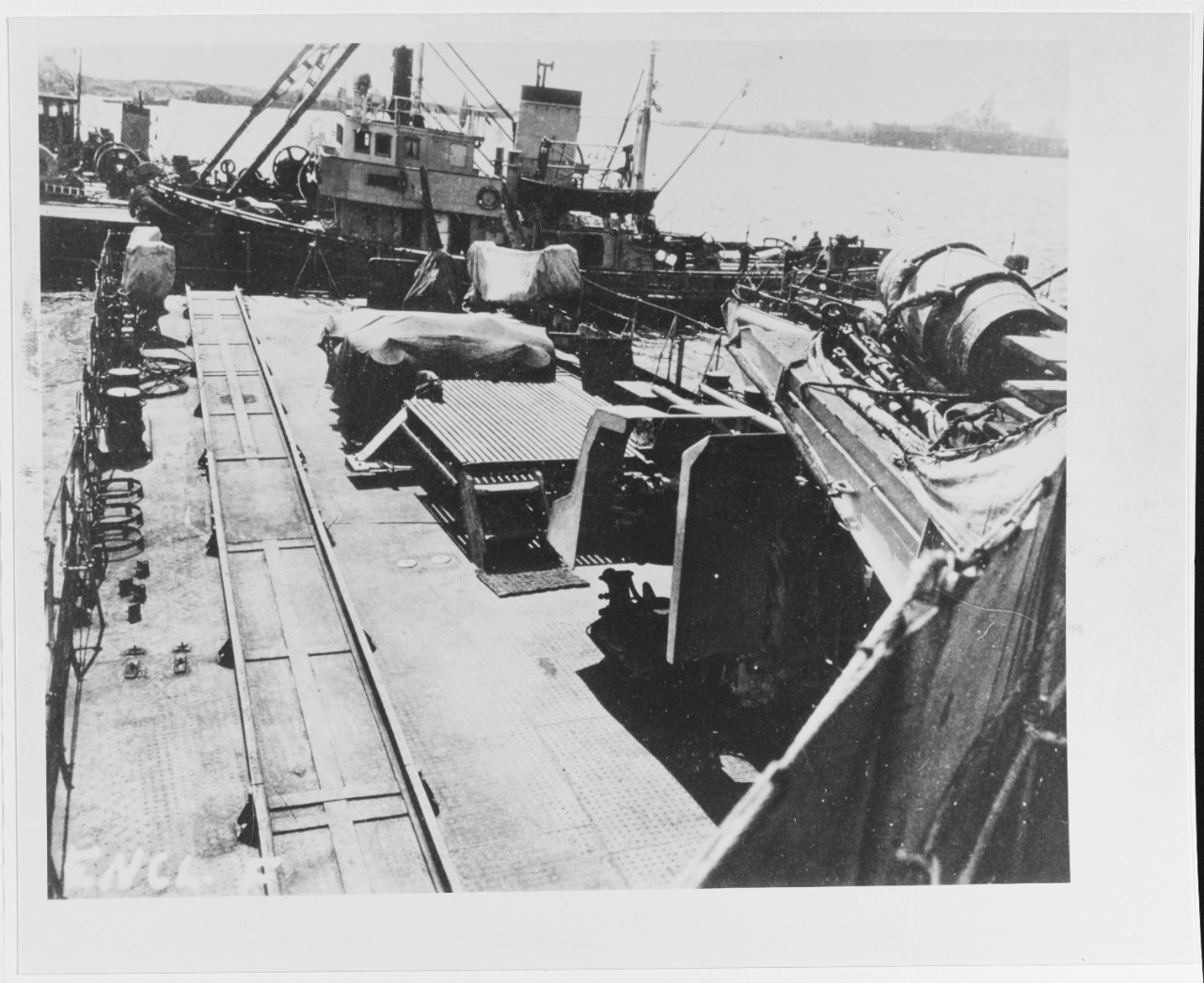 Non-skid steel deck of a small German warship