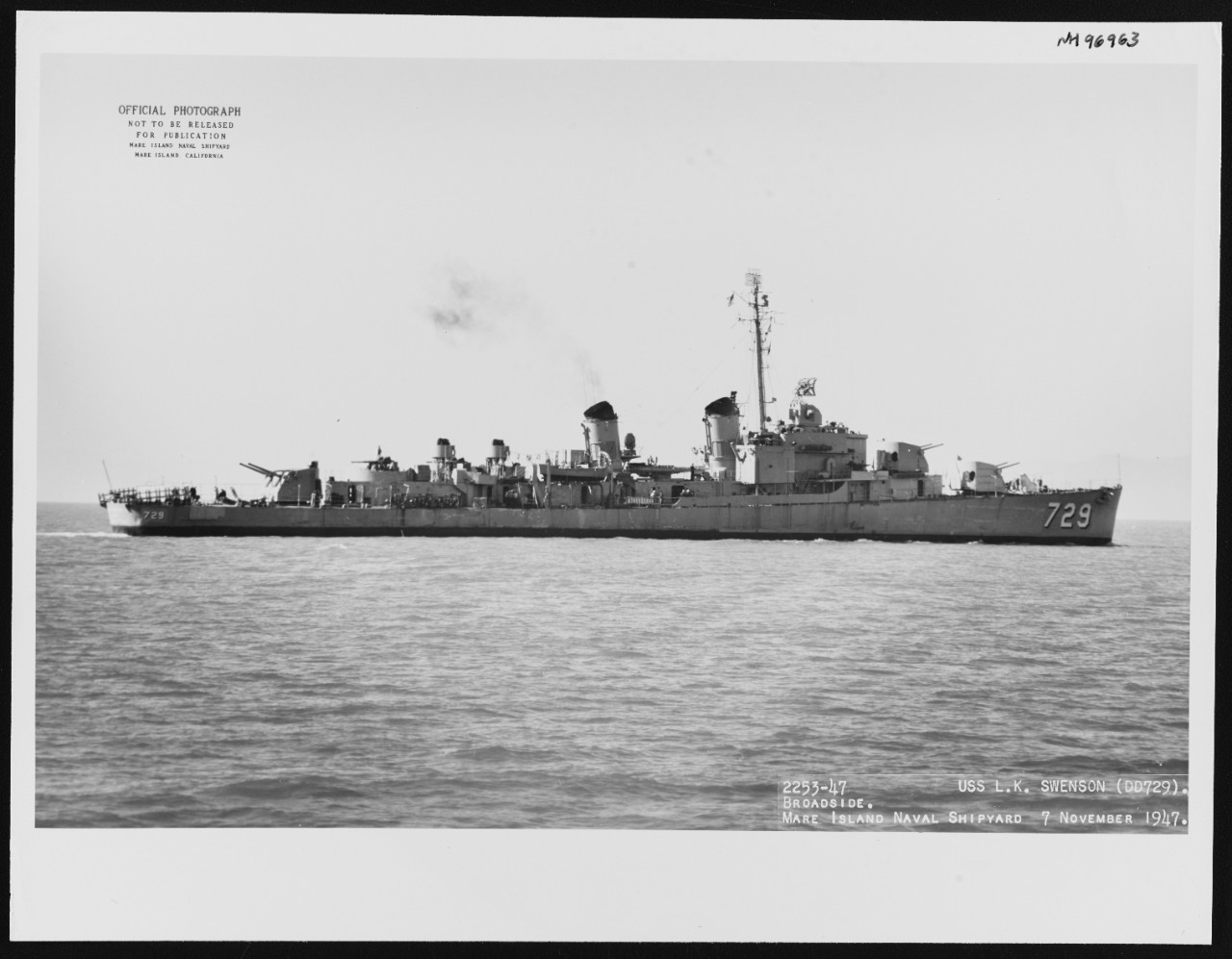 Photo #: NH 96963  USS Lyman K. Swenson (DD-729)