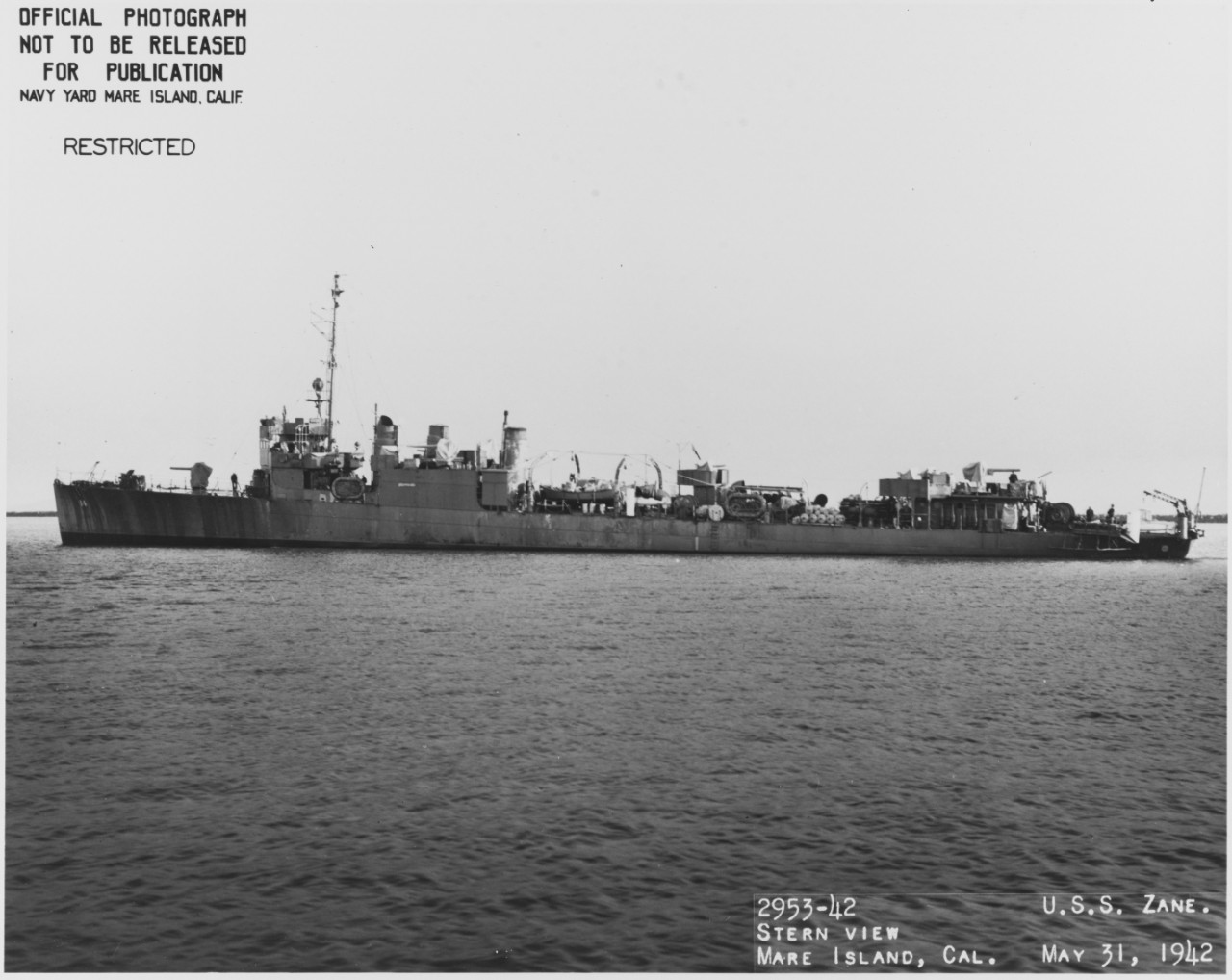 Photo #: NH 97792  USS Zane (DMS-14)