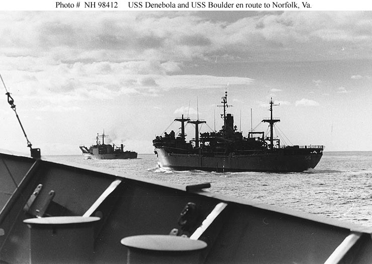 Photo #: NH 98412  USS Denebola (AF-56) USS Boulder (LST-1190)