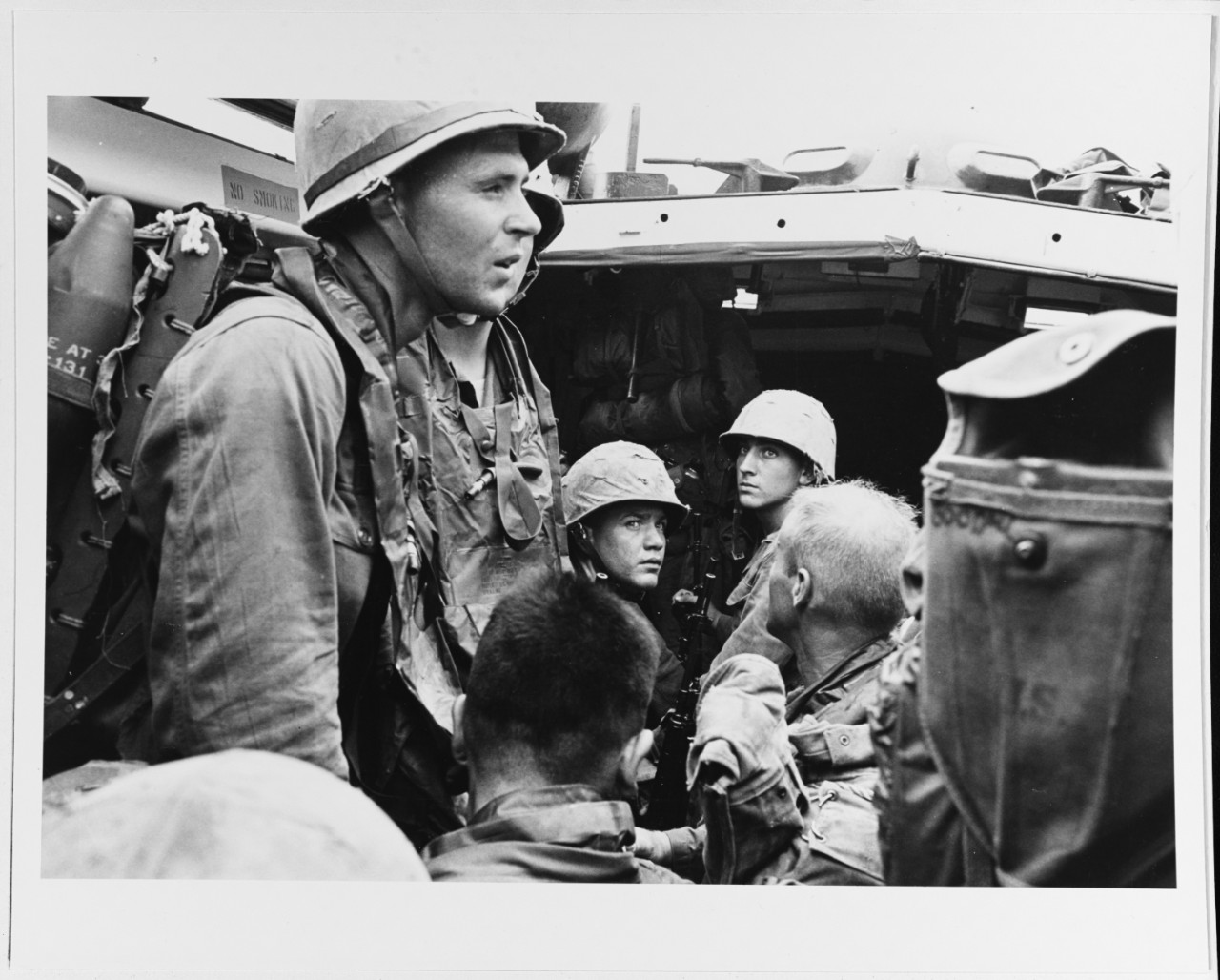 Marines in a tracked landing vehicle.