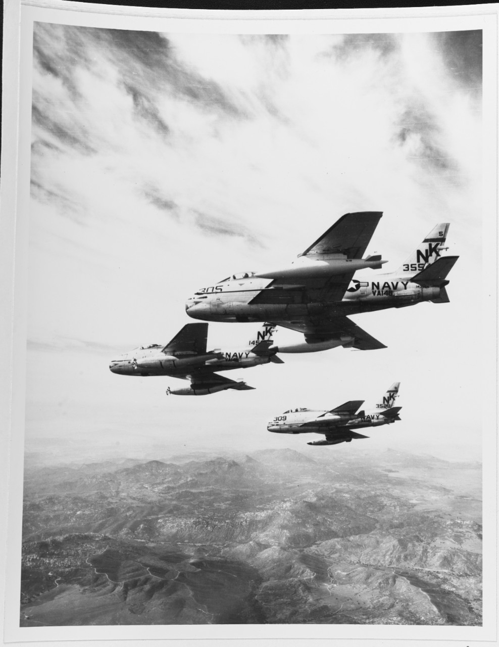 No. American FJ-4B "FURY" Fighters of VA-146, in formation, 13 February 1961.
