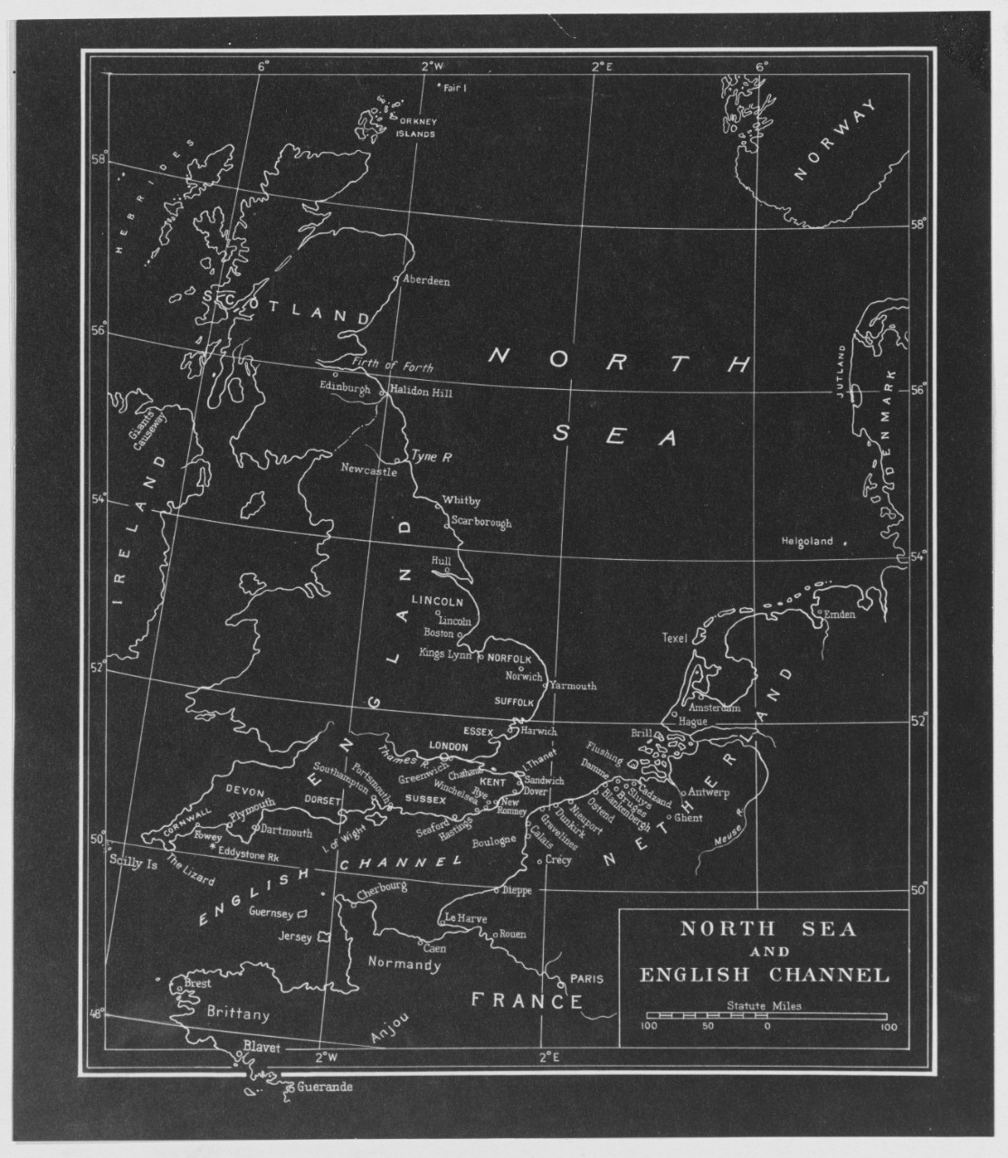 North Sea and English Channel Map