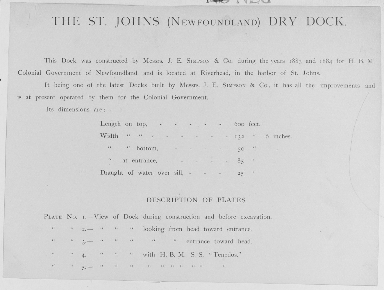 St. John's (Newfoundland) dry deck. 1883-1884.