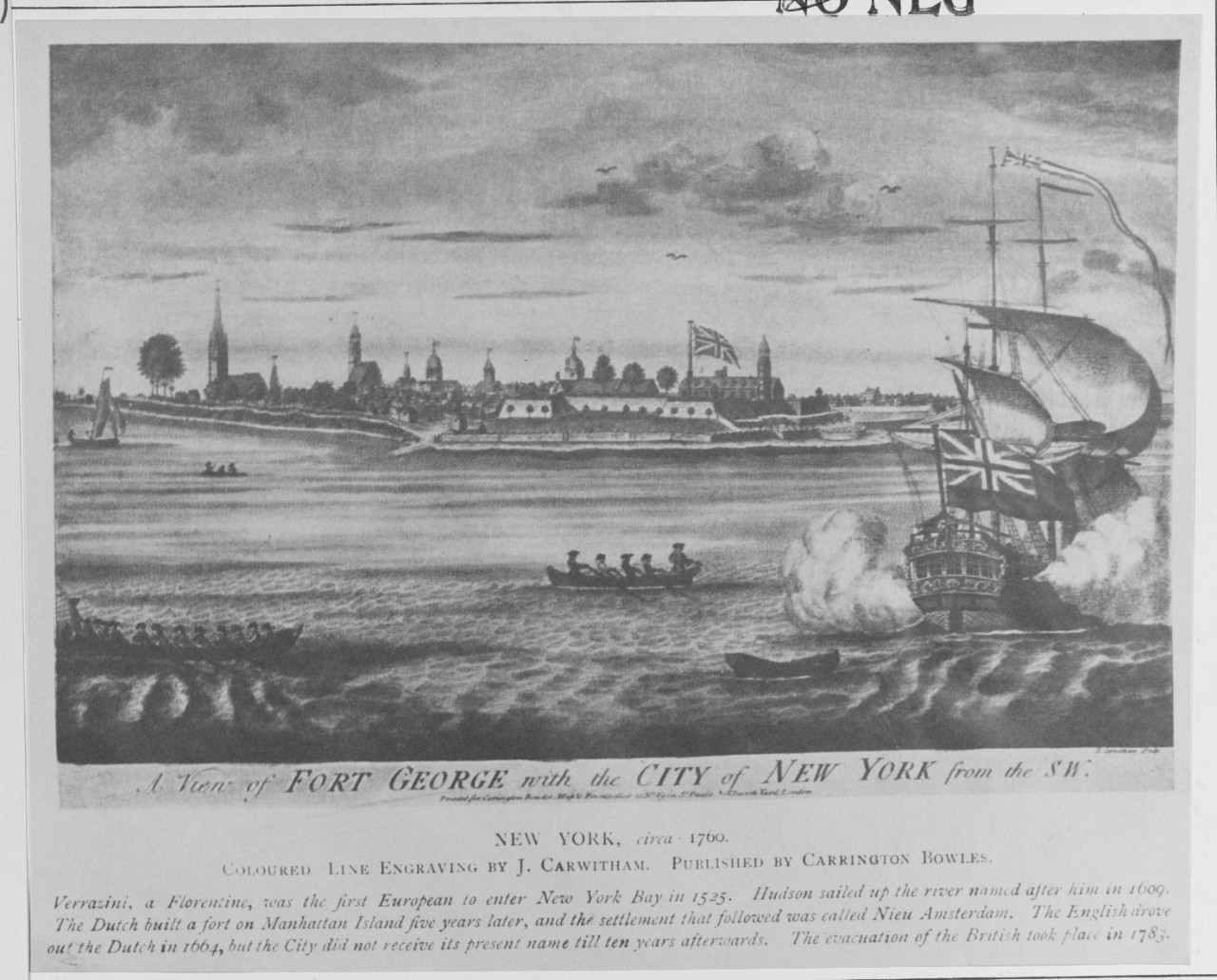 A view of Fort George with the city of New York from the S.W. (circa 1760)