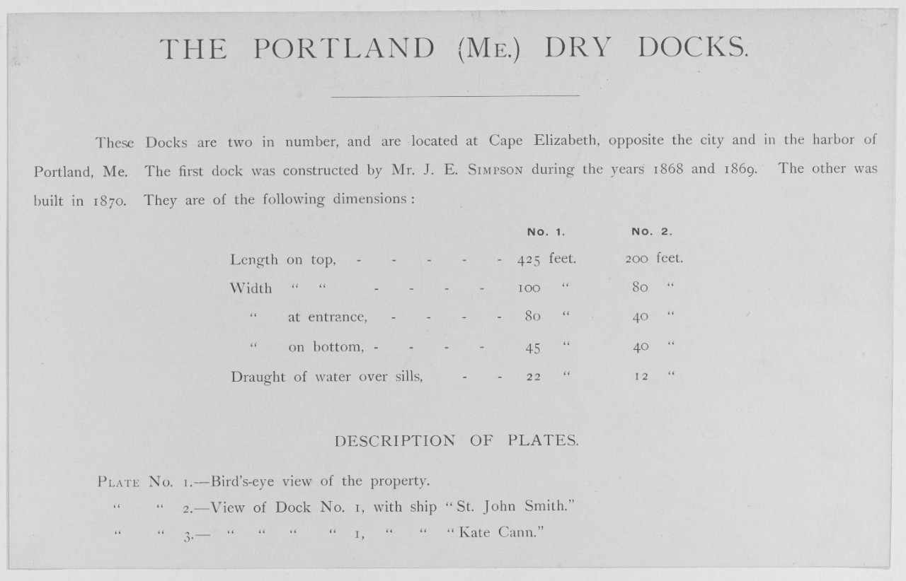 Portland (me) dry dock. (1868-69)