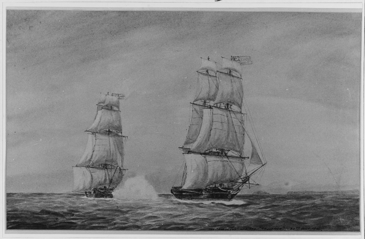 American Privateer GOSSAMER Captured by HMS EMULOUS, July 1812