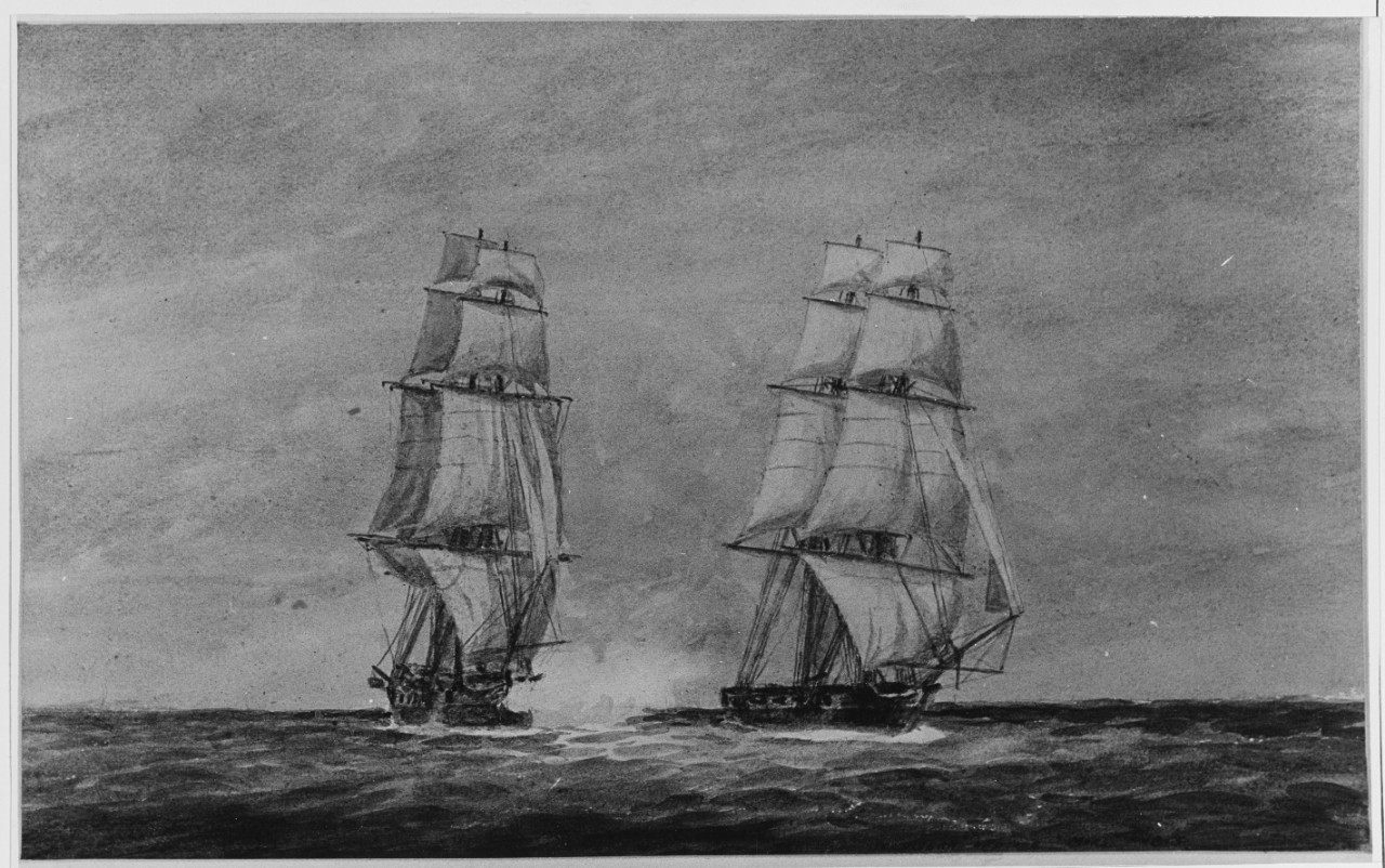 American Privateer MARS Captured by HMS BELVIDERA, 1813