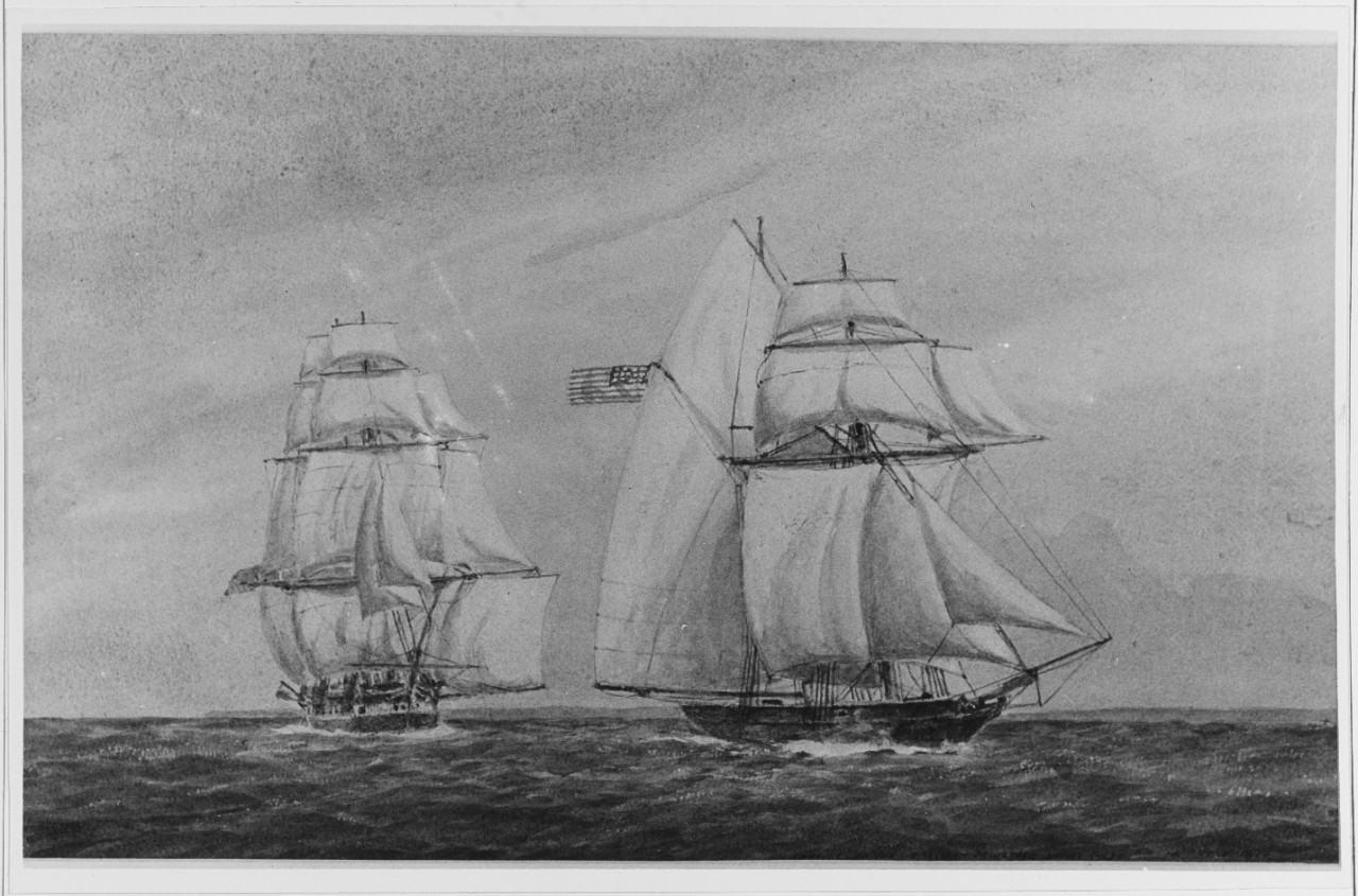 American Privateer HENRY GLIDER Captured by HMS NIEMEN, July 1814