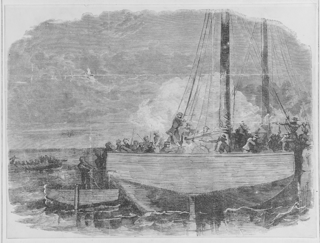 Lieutenant Russell Boarding a Privateer at the Pensacola Navy Yard, 1861