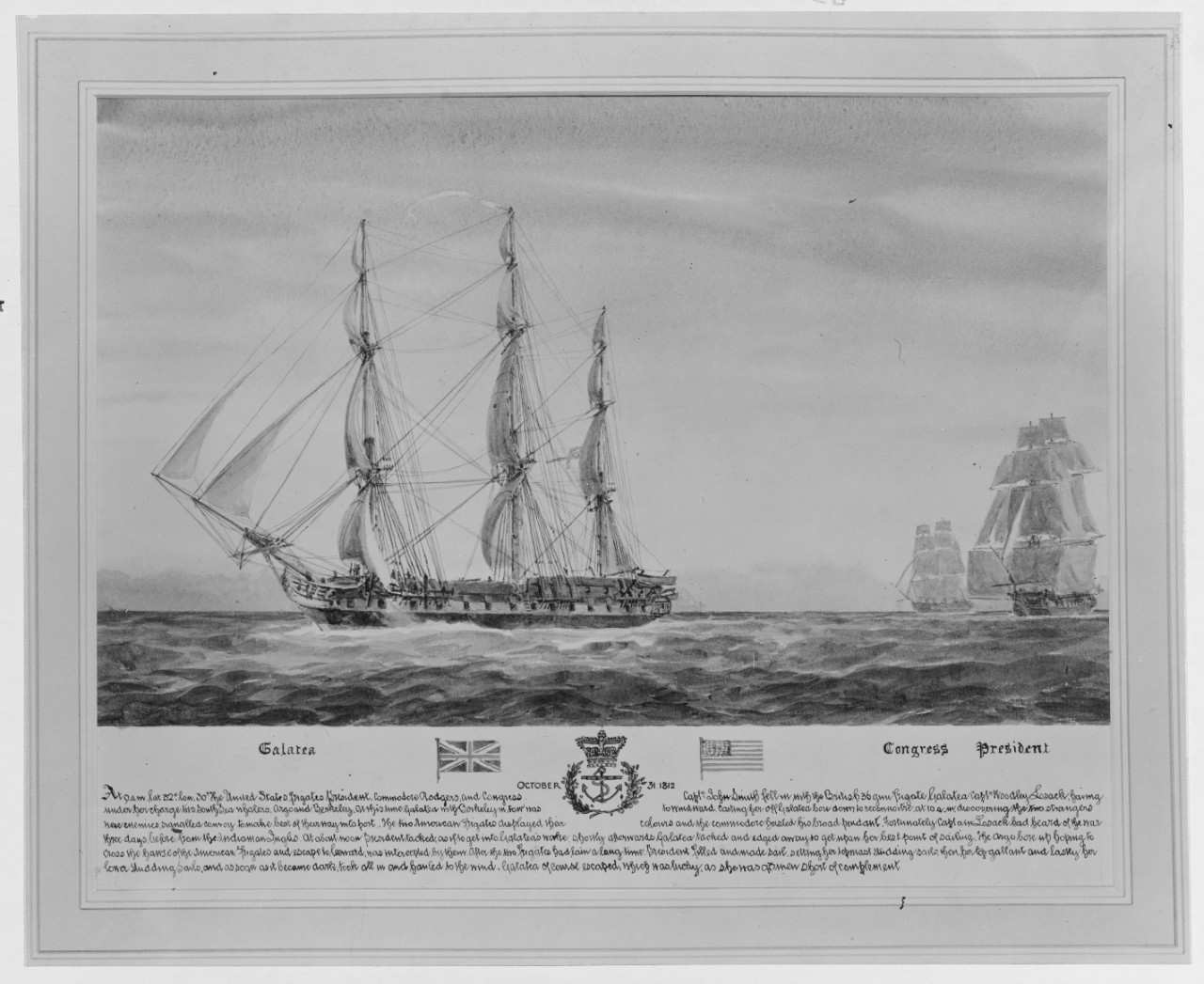 Battle between HMS GALATEA, USS CONGRESS, and USS PRESIDENT, 31 October 1812