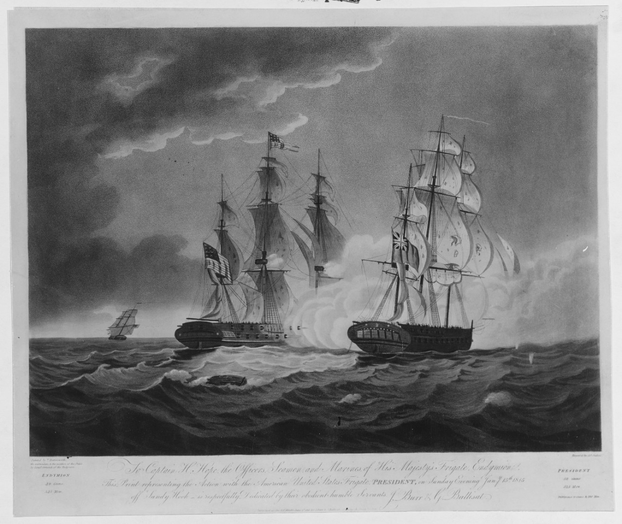 Battle between HMS ENDYMION and USS PRESIDENT, 15 January 1815