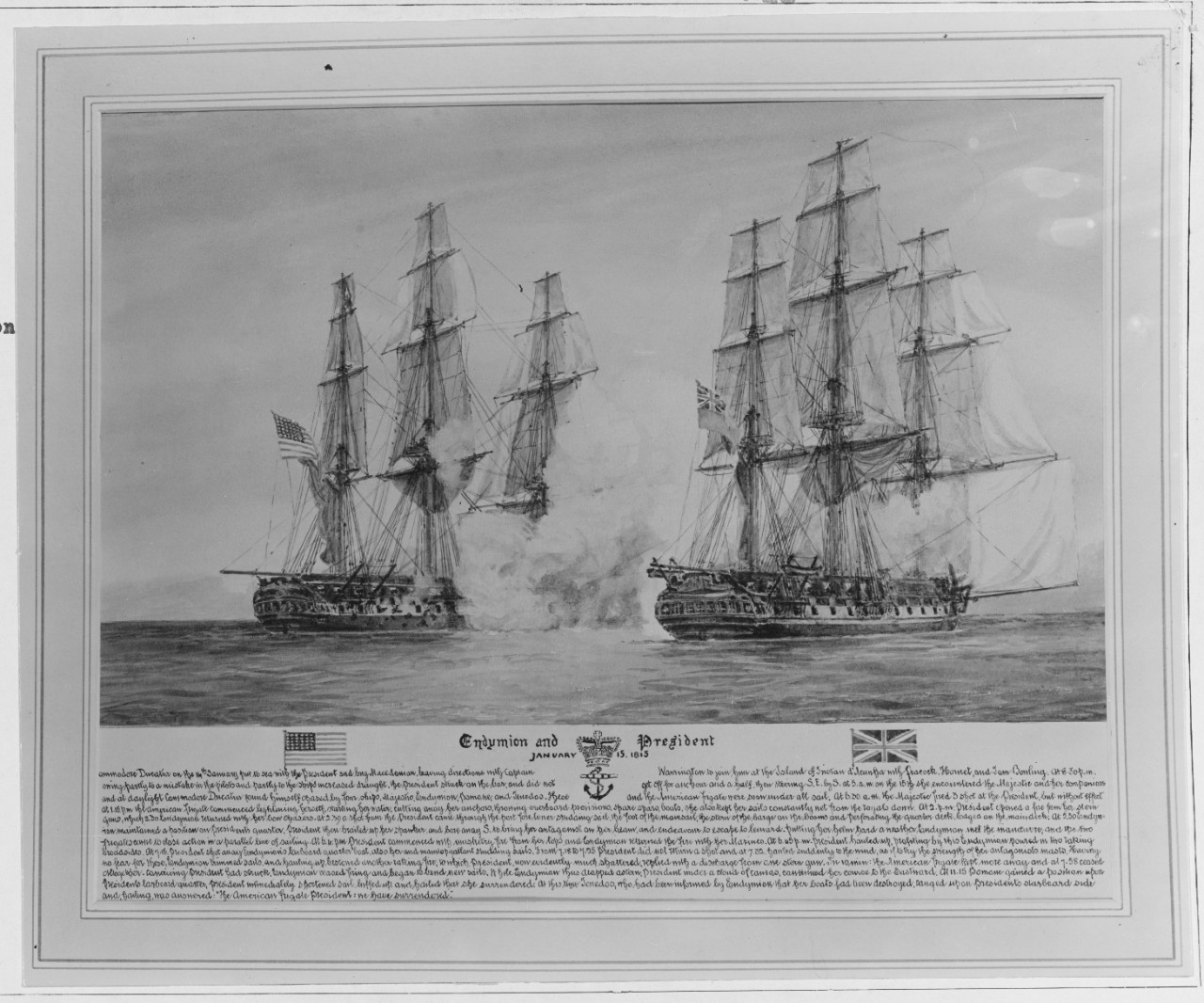 Battle between HMS ENDYMION and USS PRESIDENT, 15 January 1815