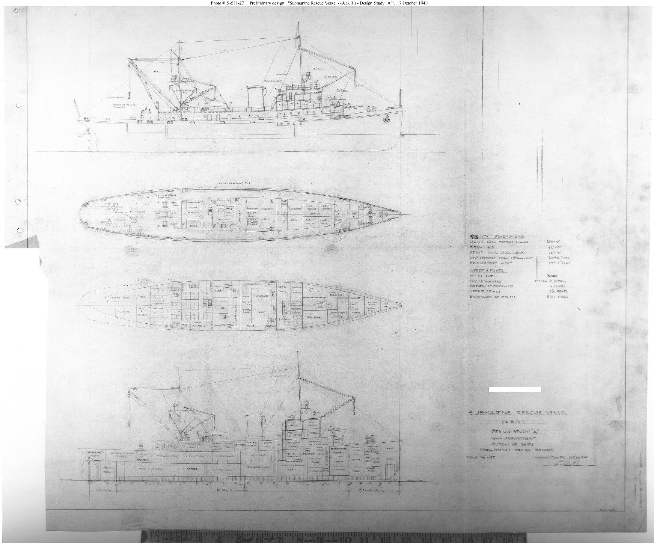Photo #: S-511-27  &quot;Submarine Rescue Vessel (A.S.R.) - Design Study &quot;A&quot;&quot;