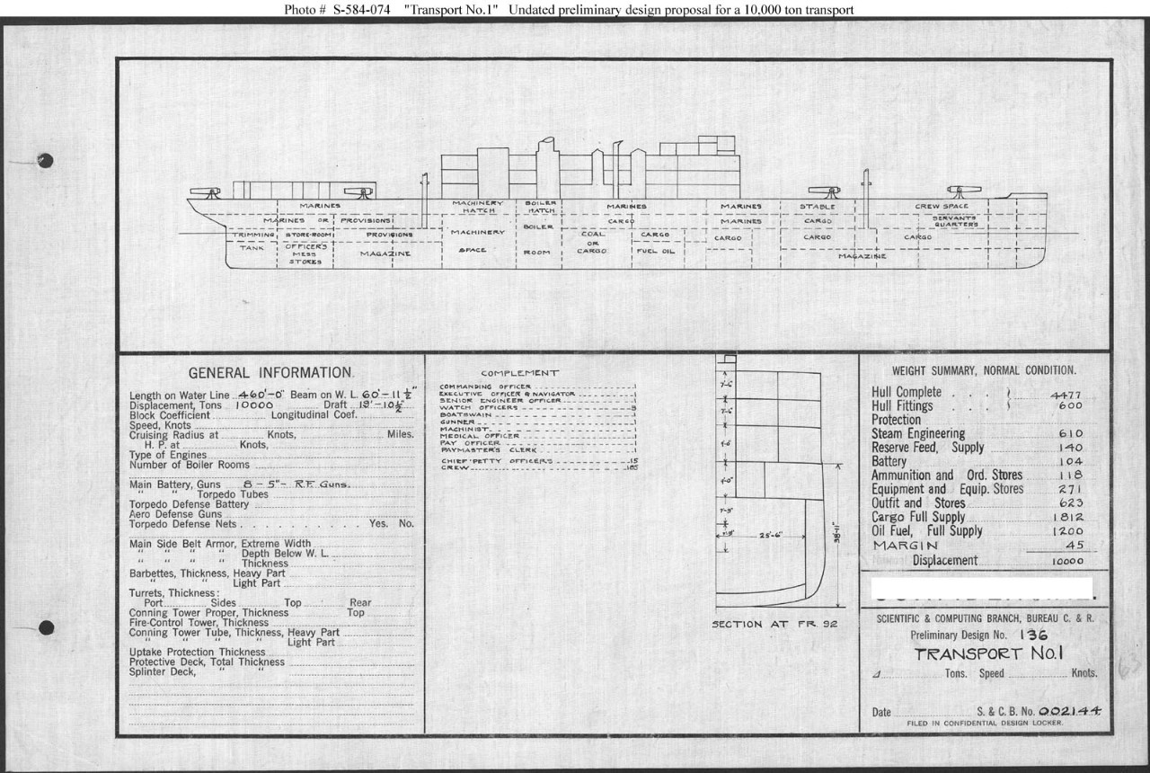 Photo #: S-584-074  Undated Design Plan for Transport # 1 Note: