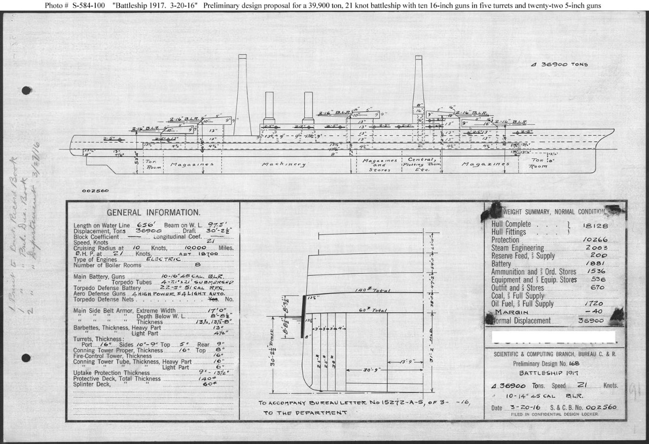 Photo #: S-584-100  Battleship 1917 ... March 20, 1916 Note: