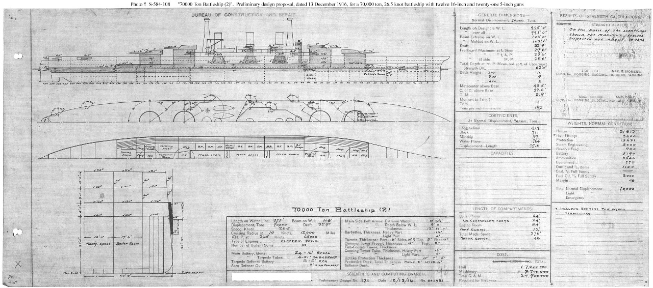 Photo #: S-584-108  70,000 ton Battleship ... December 13, 1916 Note: