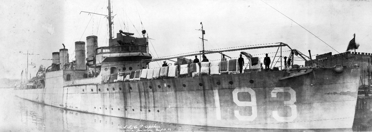 USS Able P. Upshur (DD-193) at Norfolk Navy Yard, VA, January 26, 1921.