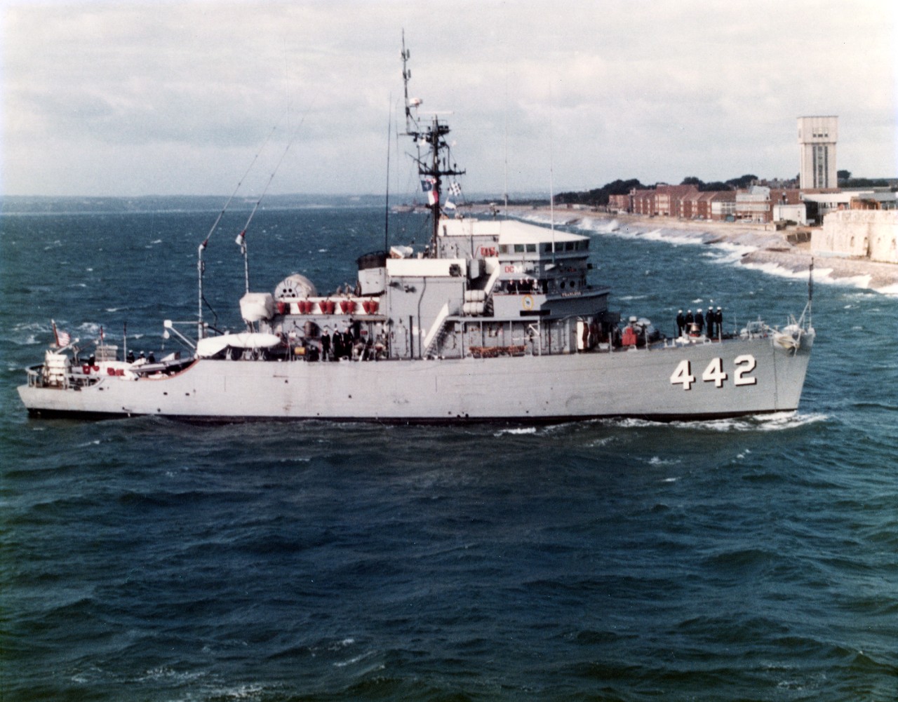 USS Fearless (MSO-442) at Portsmouth, UK, September 2, 1983 during MCM-83 deployment with Standing Naval Forces Channel. 