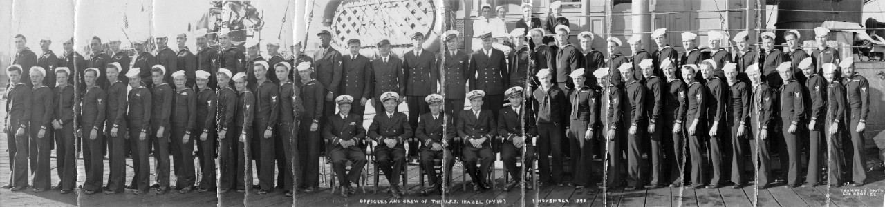 Officers and crew of the USS Isabel (PY-10), November 1, 1945.