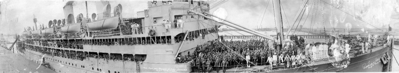 Oversize panoramic of USS Orizaba (ID-1536), "the ship that brought us home", August 6, 1919. 