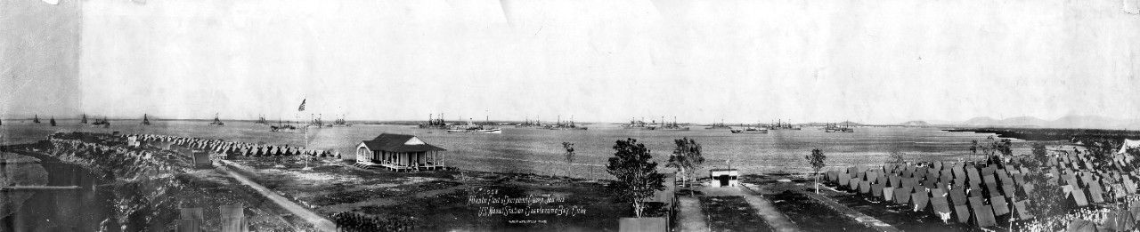 Oversize panoramic of the Atlantic Fleet and Deer Point Camp, - US Naval Station Guantanamo Bay, Cuba, January 1912