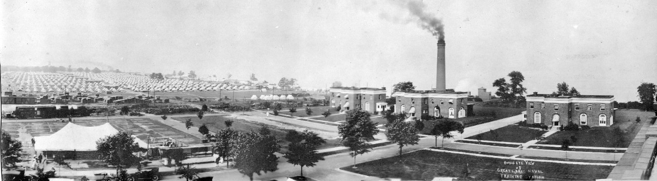 Oversize panoramic of Naval Training Station Great Lakes, circa 1920